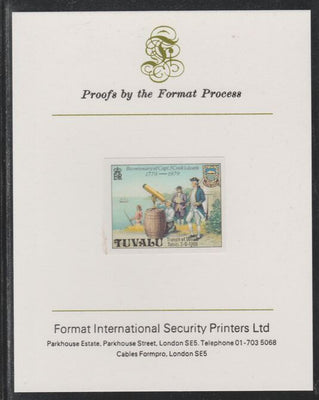 Tuvalu 1979 Capt Cook Death Anniversary (undenominated but as 40c) imperf mounted on Format International proof card (as SG 125)