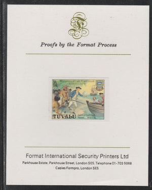 Tuvalu 1979 Capt Cook Death Anniversary (undenominated but as $1) imperf mounted on Format International proof card (as SG 126)