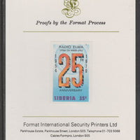 Liberia 1979 25th Anniversary of Radio ELWA 35c imperf proof mounted on Format International proof card, as SG 1369