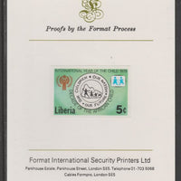 Liberia 1979 International Year of the Child 5c imperf proof mounted on Format International proof card, as SG 1371