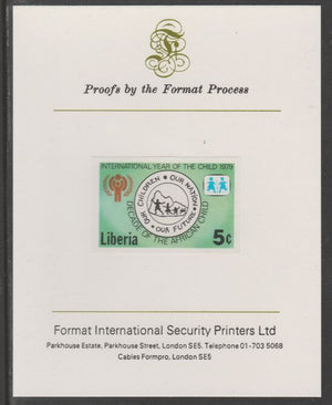 Liberia 1979 International Year of the Child 5c imperf proof mounted on Format International proof card, as SG 1371