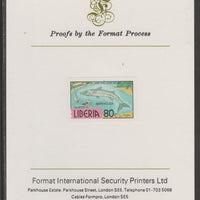 Liberia 1981 Barracuda 80c imperf proof mounted on Format International proof card, as SG 1509a