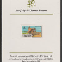 Liberia 1981 Combine Harvester 15c imperf proof mounted on Format International proof card, as SG 1506a