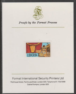 Liberia 1981 Gold Nugget Pendant 3c imperf proof mounted on Format International proof card, as SG 1505