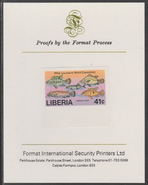 Liberia 1984 Fish 41c imperf proof mounted on Format International proof card, as SG 1589