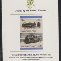 Davaar Island 1983 Locomotives #1 DRG Class 97 0-10-0 loco 32p se-tenant imperf proof pair mounted on Format International proof card,