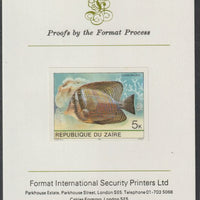 Zaire 1980 Tropical Fish 5c imperf mounted on Format International proof card