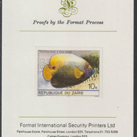 Zaire 1980 Tropical Fish 10c imperf mounted on Format International proof card