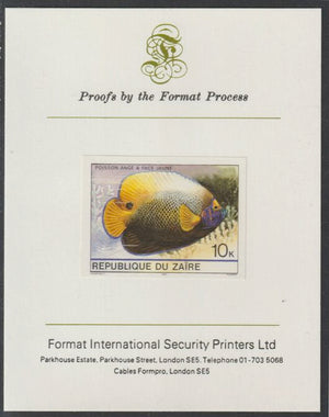 Zaire 1980 Tropical Fish 10c imperf mounted on Format International proof card