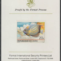 Zaire 1980 Tropical Fish 20c imperf mounted on Format International proof card