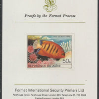 Zaire 1980 Tropical Fish 50c imperf mounted on Format International proof card