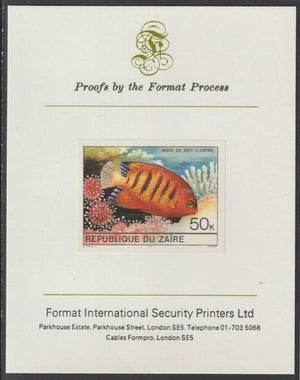 Zaire 1980 Tropical Fish 50c imperf mounted on Format International proof card