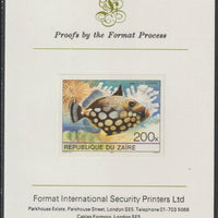 Zaire 1980 Tropical Fish 200c imperf mounted on Format International proof card