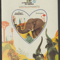 Madagascar 2017 Animal Protection - Elephants perf deluxe sheet containing one heart shaped value unmounted mint