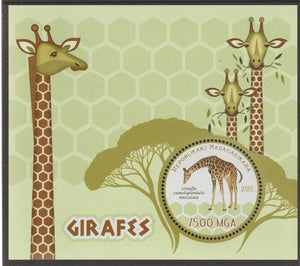 Madagascar 2015 Giraffes perf sheet containing one circular value unmounted mint