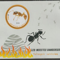 Benin 2018 Endangered Insects - Fire Ant perf deluxe m/sheet containing one circular value unmounted mint