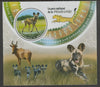 Benin 2018 Pendiari National Park - Wild Dog perf deluxe m/sheet containing one circular value unmounted mint