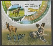 Benin 2018 Pendiari National Park - Wild Dog perf deluxe m/sheet containing one circular value unmounted mint