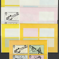 Davaar 1982 75th Anniversary of Scouting sheet of 4 values - the set of 7 imperf progressive proofs comprising the 4 individual colours, 2, 3 and all 4 colour composites unmounted mint