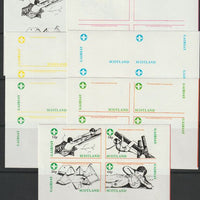 Gairsay 1982 75th Anniversary of Scouting sheet of 4 values - the set of 7 imperf progressive proofs comprising the 4 individual colours, 2, 3 and all 4 colour composites unmounted mint