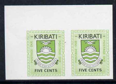 Kiribati 1981 Postage Due 1981 5c black & green in superb imperf corner pair unmounted mint, SG D3var,