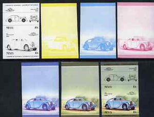 Nevis 1985 Voisin 1935 Aerodyne 10c (Leaders of the World) set of 7 imperf progressive colour proofs in se-tenant pairs comprising the 4 basic colours plus 2, 3 and all 4-colour composites unmounted mint