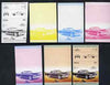 Nevis 1985 Buick 1963 Riviera 50c (Leaders of the World) set of 7 imperf progressive colour proofs in se-tenant pairs comprising the 4 basic colours plus 2, 3 and all 4-colour composites (couple slightly cut into)