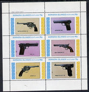 Bernera 1982 Pistols (Smith & Wesson, Colt 45, Browning, etc) perf set of 6 values (15p to 75p) unmounted mint