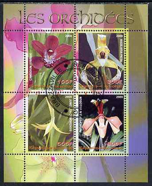 Congo 2009 Orchids perf sheetlet containing 4 values fine cto used