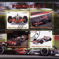 Congo 2009 Formula 1 perf sheetlet containing 4 values fine cto used