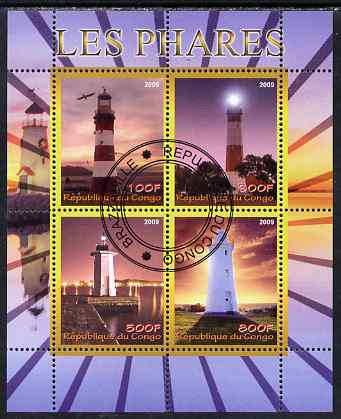 Congo 2009 Lighthouses perf sheetlet containing 4 values fine cto used