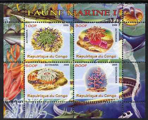 Congo 2009 Sea Life #1 perf sheetlet containing 4 values unmounted mint