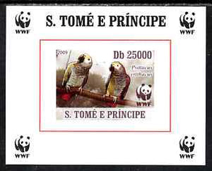 St Thomas & Prince Islands 2009 WWF - African Grey Parrot #1 individual imperf deluxe sheet unmounted mint. Note this item is privately produced and is offered purely on its thematic appeal