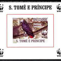 St Thomas & Prince Islands 2009 WWF - African Grey Parrot #2 individual imperf deluxe sheet unmounted mint. Note this item is privately produced and is offered purely on its thematic appeal