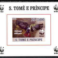 St Thomas & Prince Islands 2009 WWF - African Grey Parrot #3 individual imperf deluxe sheet unmounted mint. Note this item is privately produced and is offered purely on its thematic appeal