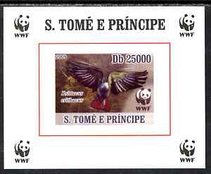 St Thomas & Prince Islands 2009 WWF - African Grey Parrot #3 individual imperf deluxe sheet unmounted mint. Note this item is privately produced and is offered purely on its thematic appeal