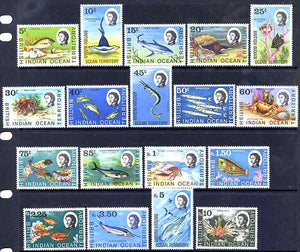 British Indian Ocean Territory 1968-70 Marine Life definitive set complete 18 values unmounted mint, SG 16-30