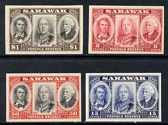 Sarawak 1946 Centenary set of 4 imperf proofs in issued colours (ex BW archives) minor wrinkles but unmounted mint