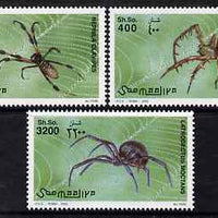 Somalia 2002 Spiders perf set of 3 unmounted mint. Note this item is privately produced and is offered purely on its thematic appeal Michel 991-3