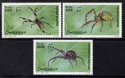 Somalia 2002 Spiders perf set of 3 unmounted mint. Note this item is privately produced and is offered purely on its thematic appeal Michel 991-3