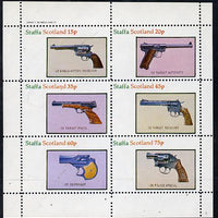 Staffa 1982 Pistols (45 Revolver, Derringer etc) perf set of 6 values (15p to 75p) unmounted mint