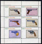 Staffa 1982 Pistols (45 Revolver, Derringer etc) perf set of 6 values (15p to 75p) unmounted mint