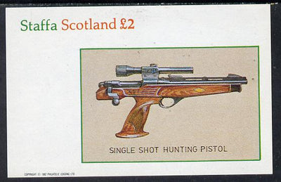 Staffa 1982 Pistols (Hunting Pistol) imperf deluxe sheet (£2 value) unmounted mint