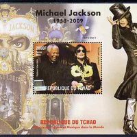 Chad 2009 Michael Jackson #2 with Nelson Mandela perf s/sheet unmounted mint. Note this item is privately produced and is offered purely on its thematic appeal.