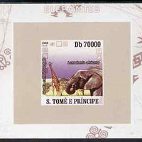 St Thomas & Prince Islands 2008 Elephants #1 individual imperf deluxe sheet unmounted mint. Note this item is privately produced and is offered purely on its thematic appeal