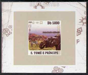 St Thomas & Prince Islands 2008 Elephants #2 individual imperf deluxe sheet unmounted mint. Note this item is privately produced and is offered purely on its thematic appeal