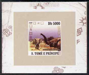 St Thomas & Prince Islands 2008 Elephants #3 individual imperf deluxe sheet unmounted mint. Note this item is privately produced and is offered purely on its thematic appeal