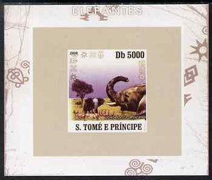 St Thomas & Prince Islands 2008 Elephants #4 individual imperf deluxe sheet unmounted mint. Note this item is privately produced and is offered purely on its thematic appeal