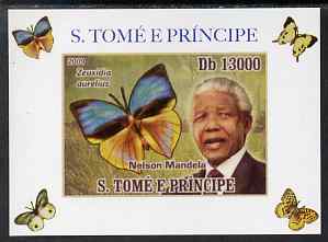 St Thomas & Prince Islands 2009 Nelson Mandela & Butterfly #1 individual imperf deluxe sheet unmounted mint. Note this item is privately produced and is offered purely on its thematic appeal