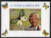 St Thomas & Prince Islands 2009 Nelson Mandela & Butterfly #3 individual imperf deluxe sheet unmounted mint. Note this item is privately produced and is offered purely on its thematic appeal